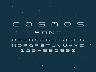 Cosmos regular font. Vector alphabet 