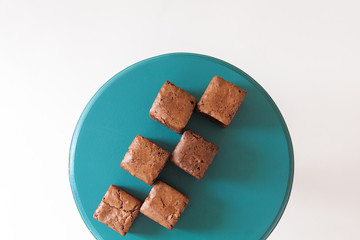  Brownie, laid out as checkers on a blue background.