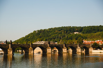 Naklejka premium PRAGUE,CZECH REPUBLIC - JUNE 23, 2017: Charles bridge, Prague, Czech Republic
