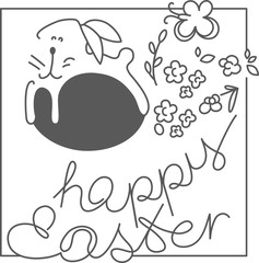 LIne drawing style. Happy Easter composition. Vector illustration for design of card, greeting, poster, banner, print graphic.  