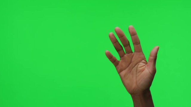 Female Hand Waving Gesture on Green Screen Background 0001