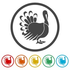 Turkey silhouette icon, 6 Colors Included