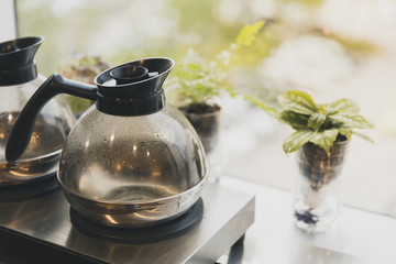 a pitcher of coffee put ready for use