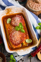 Baked slices of vegetables