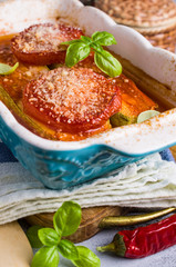 Baked slices of vegetables