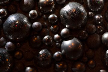 Flickering wall of disco balls and twinkles abstract background