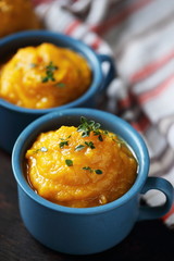 Pumpkin puree in a rustic style