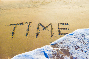 Fototapeta premium The inscription time on sand.