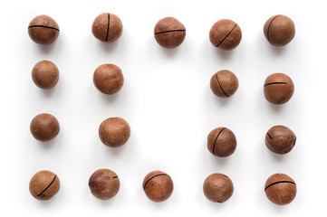 Macadamia nuts pattern. Top view. 