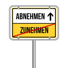 Abnehmen statt Zunehmen Schild -  Isoliert Vektor Eps10.