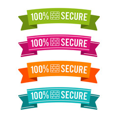Colorful 100% secure ribbons. Eps10 Vector.