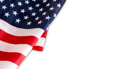Obraz premium USA or america flag isolated on white background with clipping path