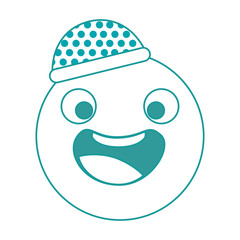 emoticon with hat kawaii character vector illustration design