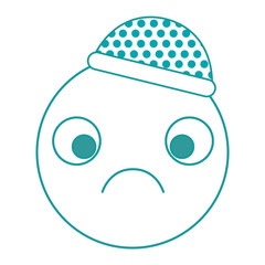 emoticon with hat kawaii character vector illustration design