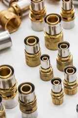 fittings and valve, pipes and adapters. Plumbing fixtures and piping parts