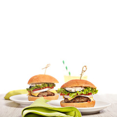 Fresh mini burger served meal