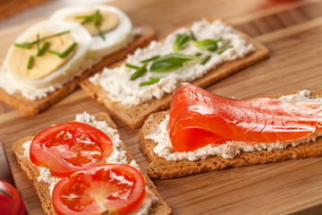 Tasty canapes breakfast meal