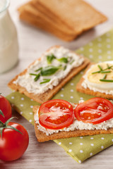 Tasty canapes breakfast meal