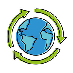 world planet earth with arrows vector illustration design