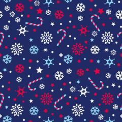 vector seamless christmas pattern snowflakes, stars, candy