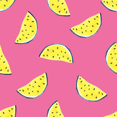 Seamless Tropical pattern of exotic fruit. Hand drawn food design