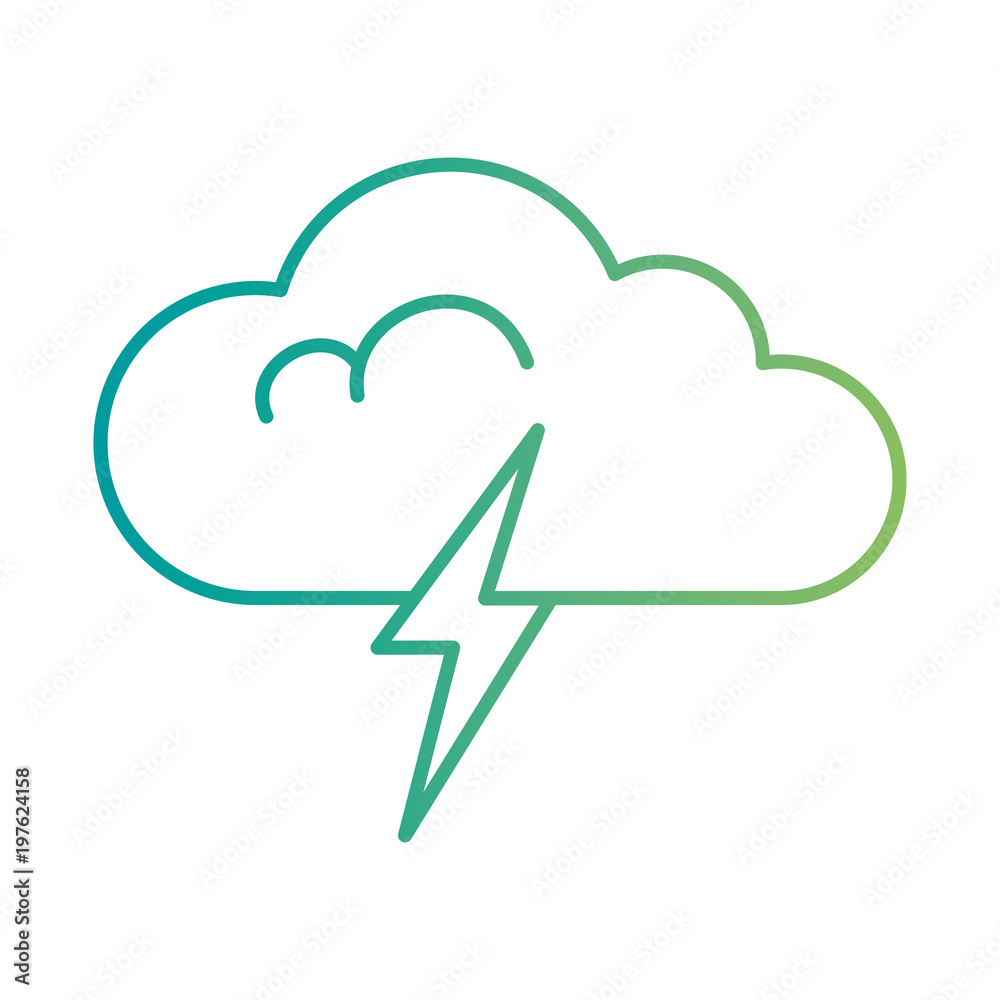 Sticker cloud weather with rays vector illustration design