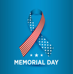 Vector Happy Memorial Day card. National american holiday illustration with ribbon.
