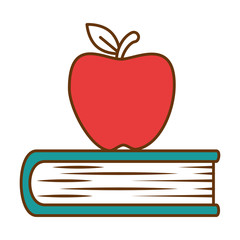 text book with apple fresh fruit icon vector illustration design