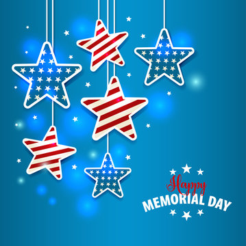Memorial Day illustration with star in national flag colors