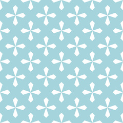 Pastel retro crosses seamless pattern. Geometric vintage wallpaper. Vector blue and white texture. Minimal design.