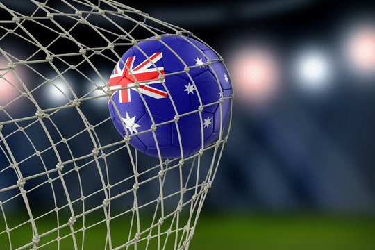 Australian soccerball in net