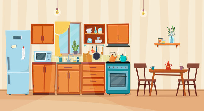 cartoon background kitchen