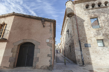 Fototapeta na wymiar Ancient buildings in historic center of Hospitalet de Llobregat,province Barcelona,Catalonia.