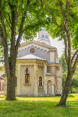 Naklejka premium Belgrade, Serbia May 12, 2017: The Temple of the Holy Emperor Constantine and Empress Jelena (or the Vozdovacka Church), Belgrade.