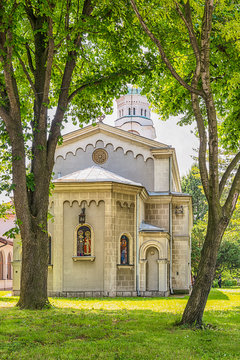 Belgrade, Serbia May 12, 2017: The Temple of the Holy Emperor Constantine and Empress Jelena (or the Vozdovacka Church), Belgrade.