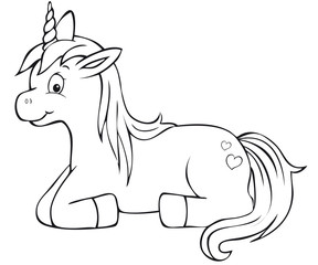 cute unicorn resting coloring page 