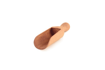 Wooden scoop isolated on the white background