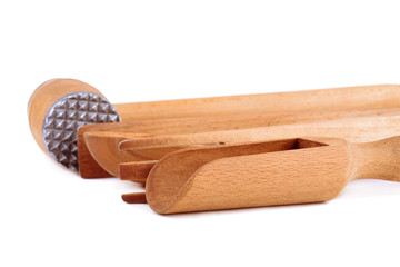 Kitchen accessories on the white background