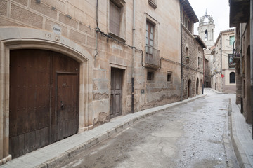 Fototapeta na wymiar Village street view in Moia, Moianes region comarca, province Barcelona, Catalonia.