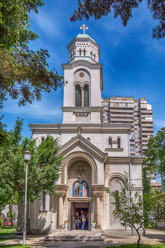 Belgrade, Serbia May 12, 2017: The Temple of the Holy Emperor Constantine and Empress Jelena (or the Vozdovacka Church), Belgrade.
