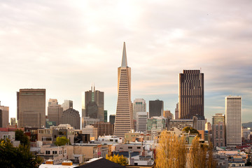 Skyline van het financiële district, San Francisco, Californië, VS