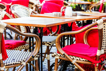bright cafe on street in city