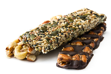 Muesli bars isolated on white background.