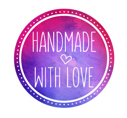 Handmade with Love in violetten Aquarellfarben 