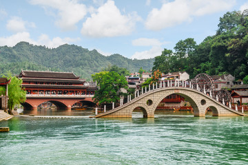 Scenic bridges over the Tuojiang River in Phoenix Ancient Town