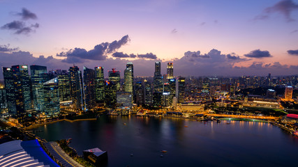 Fototapeta na wymiar Singapore skyline at magic hour time