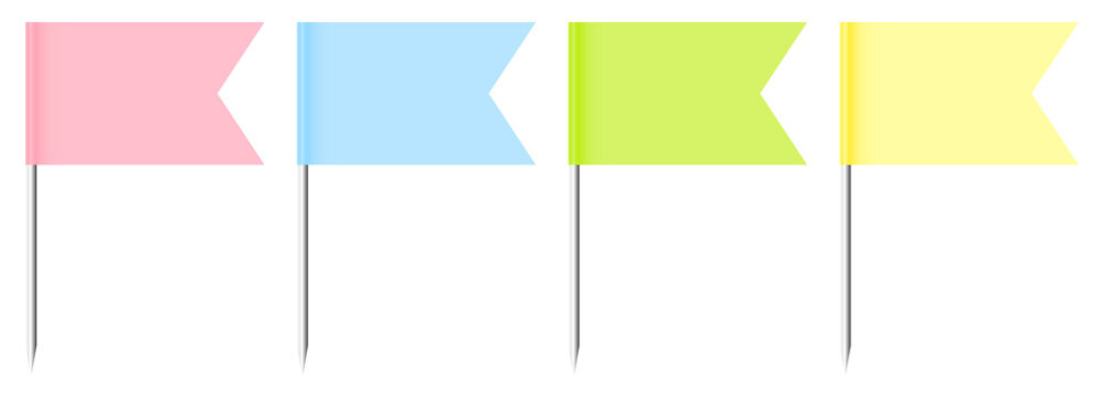 4 Flag Pins Flags Postit Colors