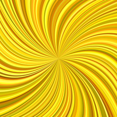 Golden abstract swirl background from curved spiral ray stripes - vector graphic