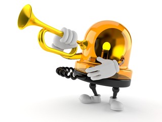 Emergency siren character playing the trumpet