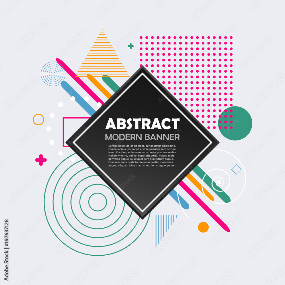 Poster Abstract geometric pattern with color shapes. Modern trendy background for design banner, business brochure, cover, poster and card. Vector illustration.